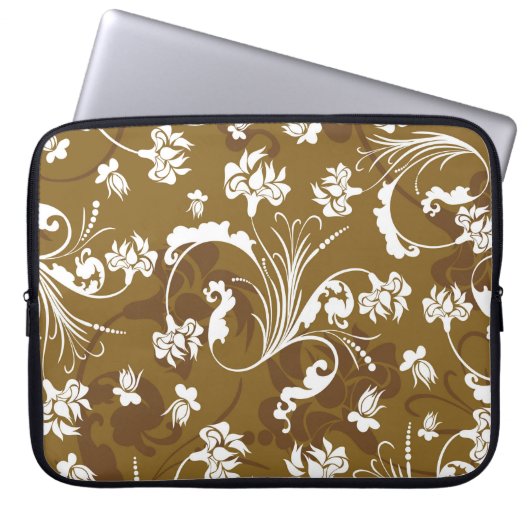 Nahtlose Blumenmuster, abstrakt, kunstvoll, hinter Laptopschutzhülle (Vorderseite)