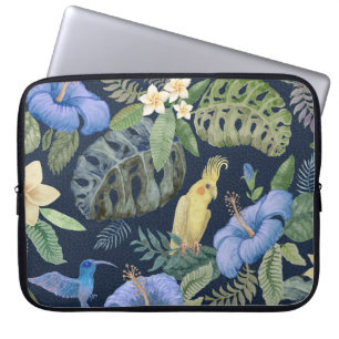 Nahtlose Blumenmuster aus handgemalten Wasserkohle Laptopschutzhülle