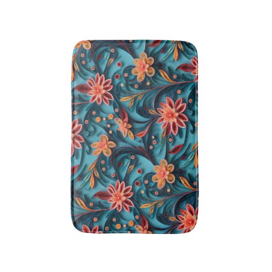 Nahtlose Blumenmuster Bath Mat Badematte (Vorderseite Vertikal)