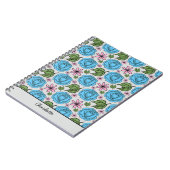 Nahtlose Blumenmuster, blau und rosa, personalisie Notizblock (Linke Seite)