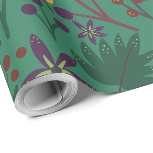 Nahtlose Blumenmuster-Blume mit grünem Hintergrund Geschenkpapier (Rolleneckpunkt)