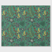 Nahtlose Blumenmuster-Blume mit grünem Hintergrund Geschenkpapier (Flach)