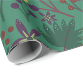 Nahtlose Blumenmuster-Blume mit grünem Hintergrund Geschenkpapier (Rolleneckpunkt)