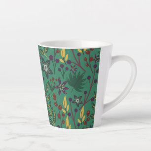 Nahtlose Blumenmuster-Blume mit grünem Hintergrund Milchtasse