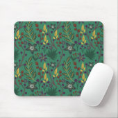 Nahtlose Blumenmuster-Blume mit grünem Hintergrund Mousepad (Mit Mouse)