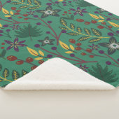 Nahtlose Blumenmuster-Blume mit grünem Hintergrund Sherpadecke (3/4)