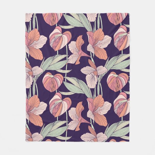 Nahtlose Blumenmuster, Blume, Orchidee, Moderne Fleecedecke (Vorderseite)