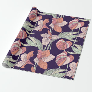 Nahtlose Blumenmuster, Blume, Orchidee, Moderne Geschenkpapier