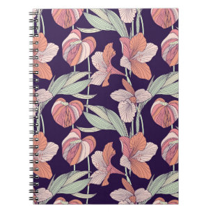 Nahtlose Blumenmuster, Blume, Orchidee, Moderne Notizblock