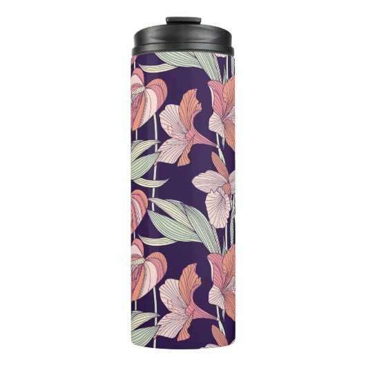 Nahtlose Blumenmuster, Blume, Orchidee, Moderne Thermosbecher (Vorderseite)