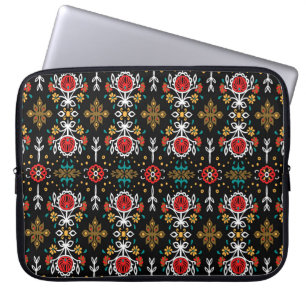 Nahtlose Blumenmuster Folk farbige Blume und Laptopschutzhülle