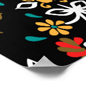 Nahtlose Blumenmuster Folk farbige Blume und  Poster (Ecke)