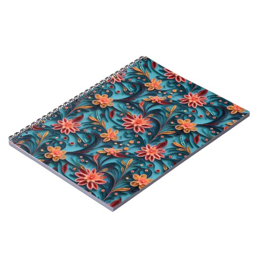 Nahtlose Blumenmuster-Foto-Notebook Notizblock (Linke Seite)