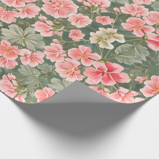 Nahtlose Blumenmuster Geranium-Blume Geschenkpapier (Ecke)