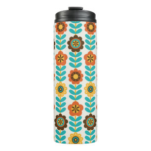 Nahtlose Blumenmuster-Gestaltung. Vintage Illustra Thermosbecher