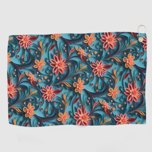 Nahtlose Blumenmuster Golf Handtuch (Horizontal)