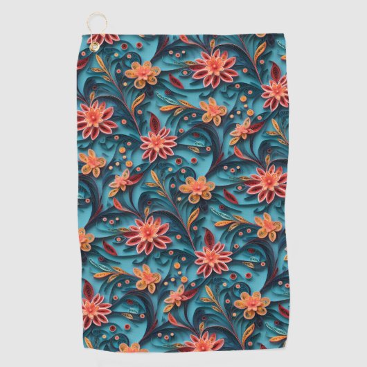 Nahtlose Blumenmuster Golf Handtuch (Vorderseite)