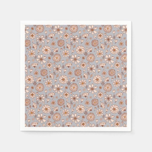 Nahtlose Blumenmuster grau Serviette (Vorderseite)