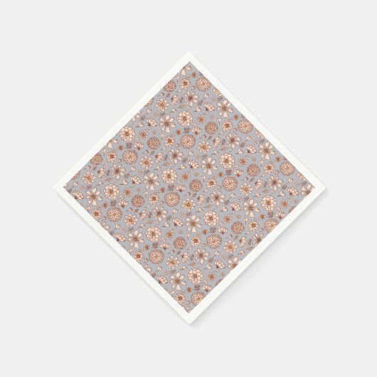 Nahtlose Blumenmuster grau Serviette (Ecke)