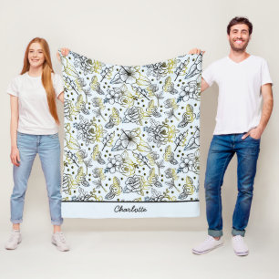 Nahtlose Blumenmuster Großblüte personalisiert Fleecedecke