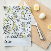 Nahtlose Blumenmuster Großblüte personalisiert Geschirrtuch (Viertel Falte)