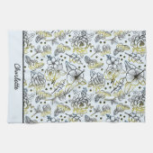 Nahtlose Blumenmuster Großblüte personalisiert Geschirrtuch (Horizontal)