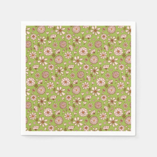 Nahtlose Blumenmuster, grün Serviette (Vorderseite)