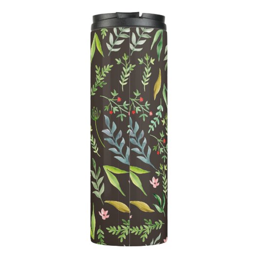 Nahtlose Blumenmuster. Handgezeichnete Aquarellfar Thermosbecher (Rückseite)