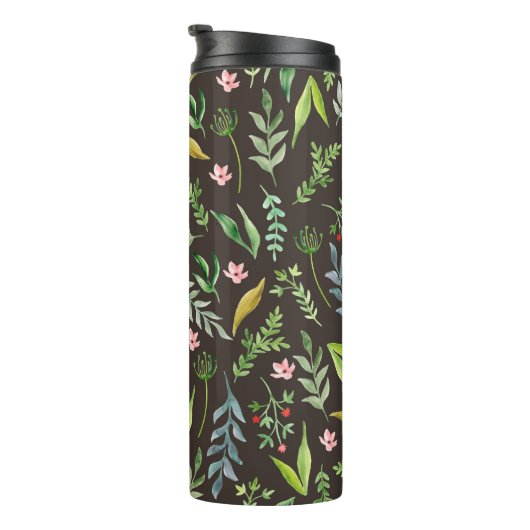 Nahtlose Blumenmuster. Handgezeichnete Aquarellfar Thermosbecher (Nach rechts gedreht)