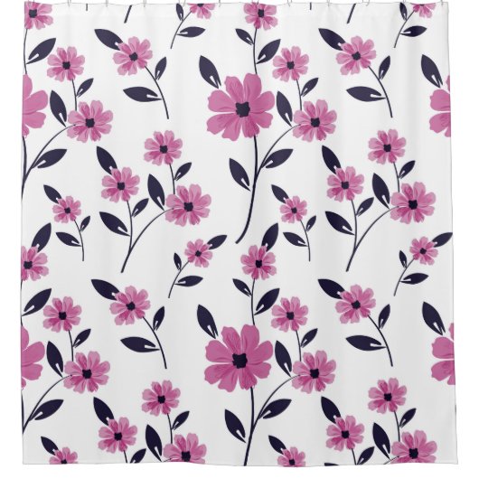 Nahtlose Blumenmuster-Hintergrund, handgezeichnet  Duschvorhang (Vorderseite)