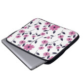 Nahtlose Blumenmuster-Hintergrund, handgezeichnet Laptopschutzhülle (Vorne Knopf)