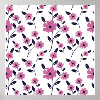 Nahtlose Blumenmuster-Hintergrund, handgezeichnet  Poster