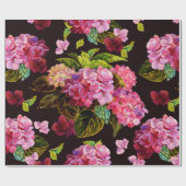 Nahtlose Blumenmuster. Hydrangea auf einem dunklen Geschenkpapier (Flach)