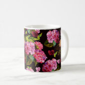 Nahtlose Blumenmuster. Hydrangea auf einem dunklen Kaffeetasse (VorderseiteRechts)