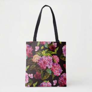 Nahtlose Blumenmuster. Hydrangea auf einem dunklen Tasche