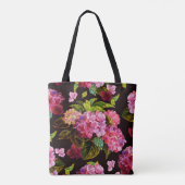 Nahtlose Blumenmuster. Hydrangea auf einem dunklen Tasche (Rückseite)