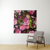 Nahtlose Blumenmuster. Hydrangea auf einem dunklen Wandteppich (Beispiel (Horizontal))