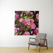 Nahtlose Blumenmuster. Hydrangea auf einem dunklen Wandteppich (Beispiel)