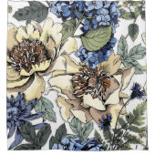 Nahtlose Blumenmuster. Hydrangea, Peony, wildf Duschvorhang (Vorderseite)