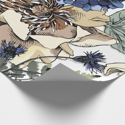 Nahtlose Blumenmuster. Hydrangea, Peony, wildf Geschenkpapier (Ecke)