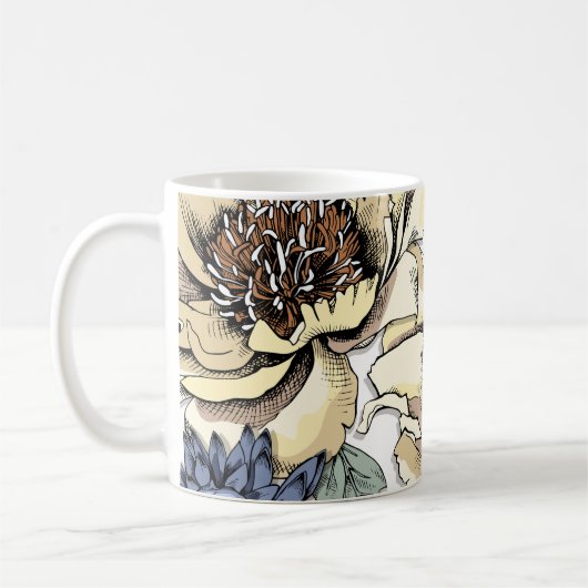 Nahtlose Blumenmuster. Hydrangea, Peony, wildf Kaffeetasse (Links)