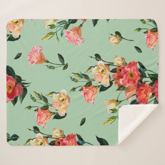 Nahtlose Blumenmuster im viktorianischen Stil. Bou Sherpadecke (Vorderseite (Horizontal))