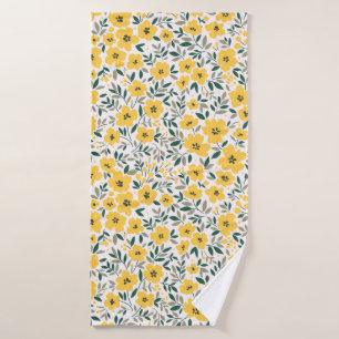 Nahtlose Blumenmuster, kleine gelbe Blumen. Wh Badehandtuch