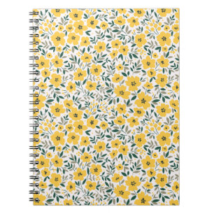 Nahtlose Blumenmuster, kleine gelbe Blumen. Wh Notizblock