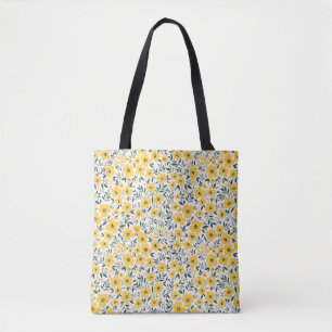 Nahtlose Blumenmuster, kleine gelbe Blumen. Wh Tasche