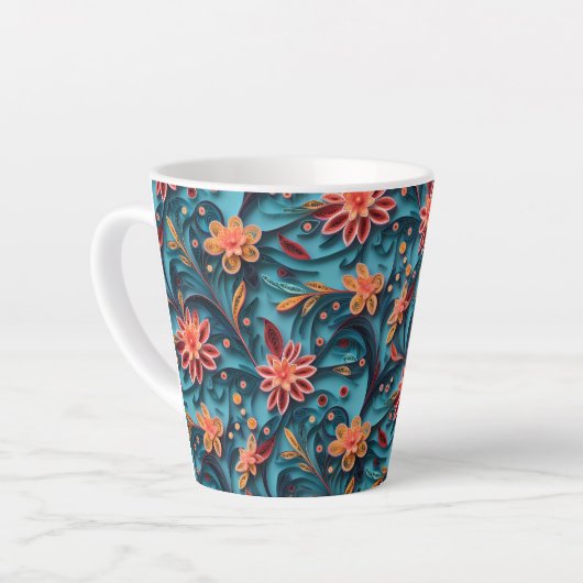 Nahtlose Blumenmuster Latte Tasse (Linke Ecke)