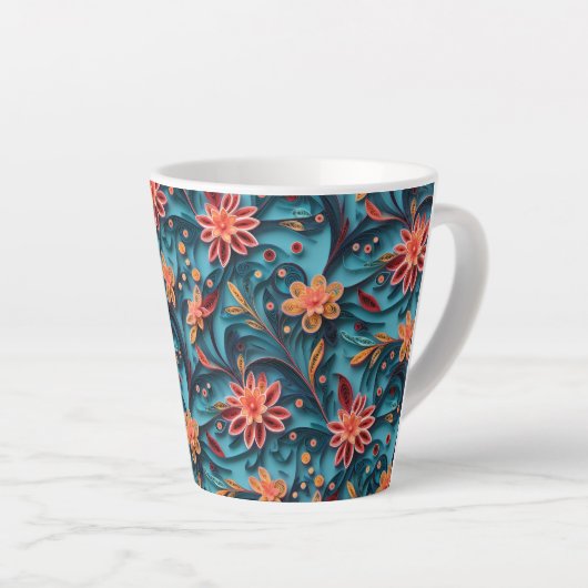 Nahtlose Blumenmuster Latte Tasse (Rechte Ecke)
