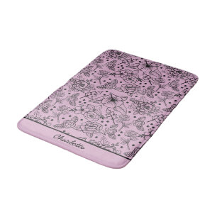 Nahtlose Blumenmuster lila personalisierter Name Badematte