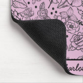 Nahtlose Blumenmuster lila personalisierter Name Mousepad (Ecke)