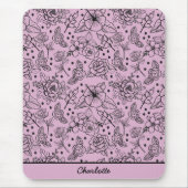Nahtlose Blumenmuster lila personalisierter Name Mousepad (Vorne)